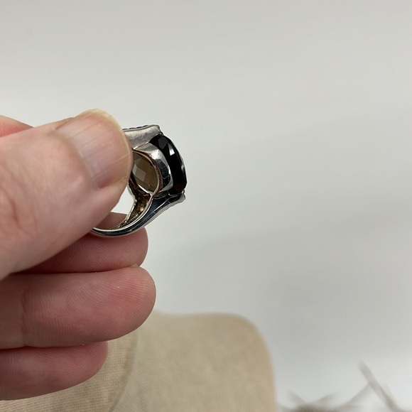Stunning Smoky Quartz Statement Ring - Sterling Silver with Gold Accents - Picture 13 of 15